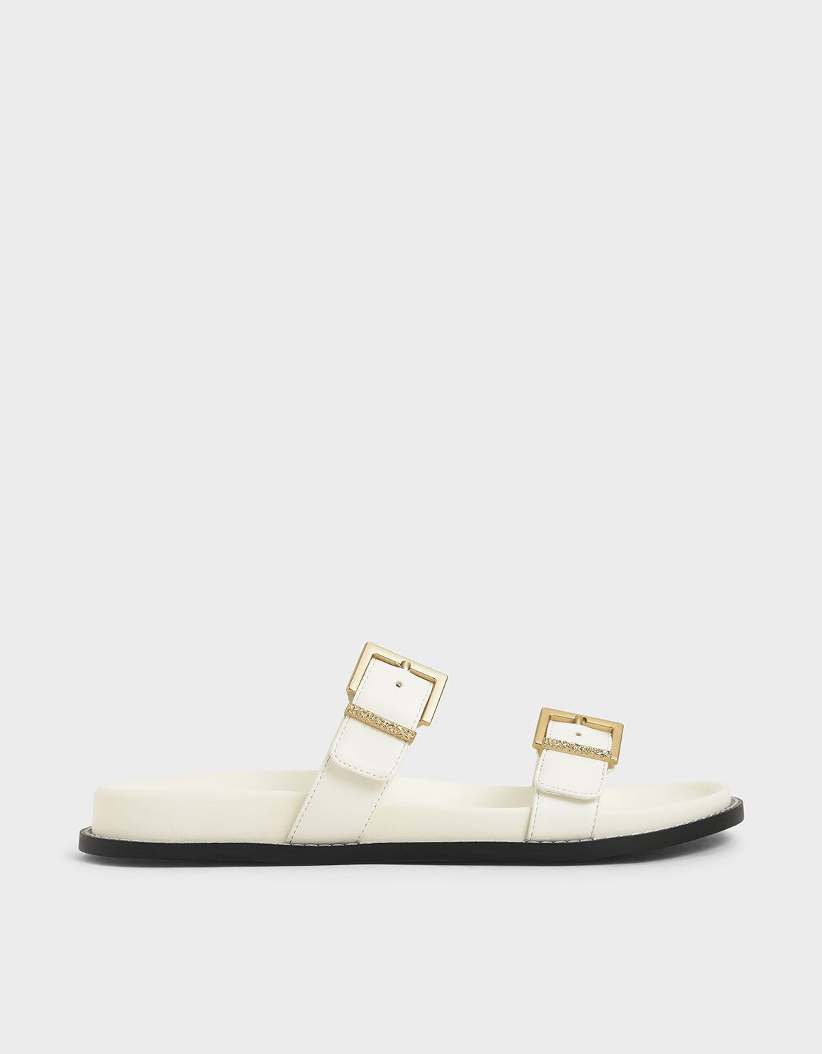 

Buckle Double Strap Flats, White