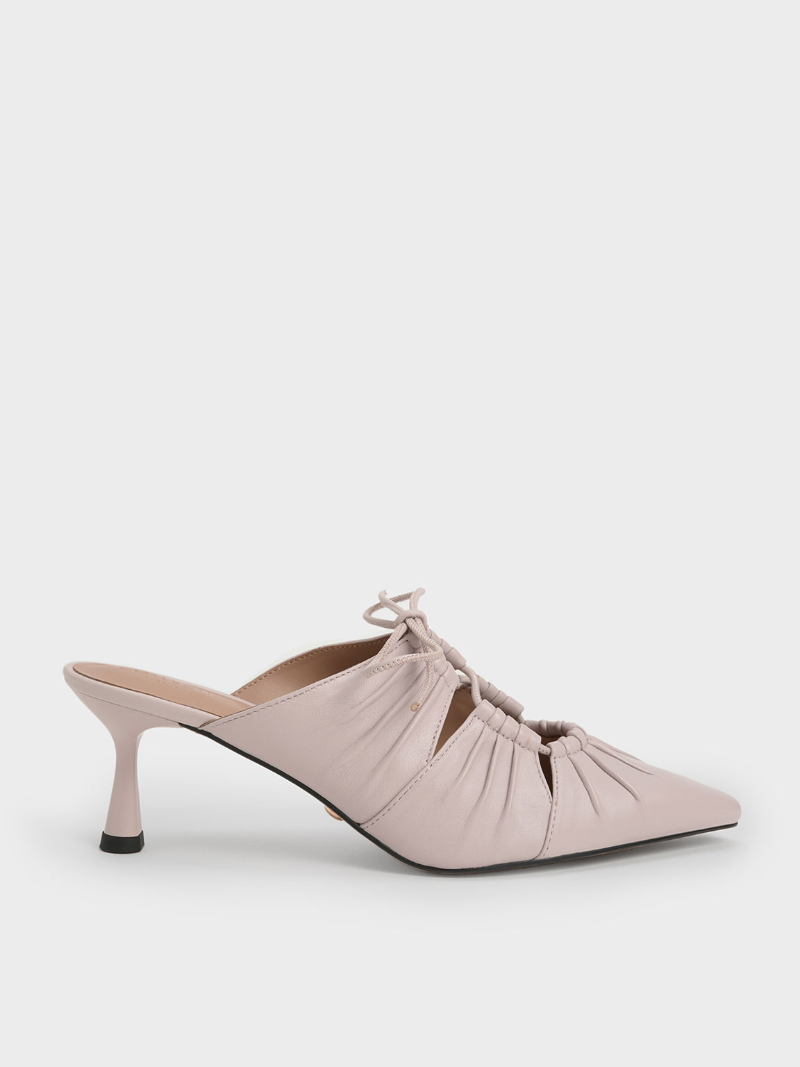 Landis Leather Ruched Bow-Tie Mules