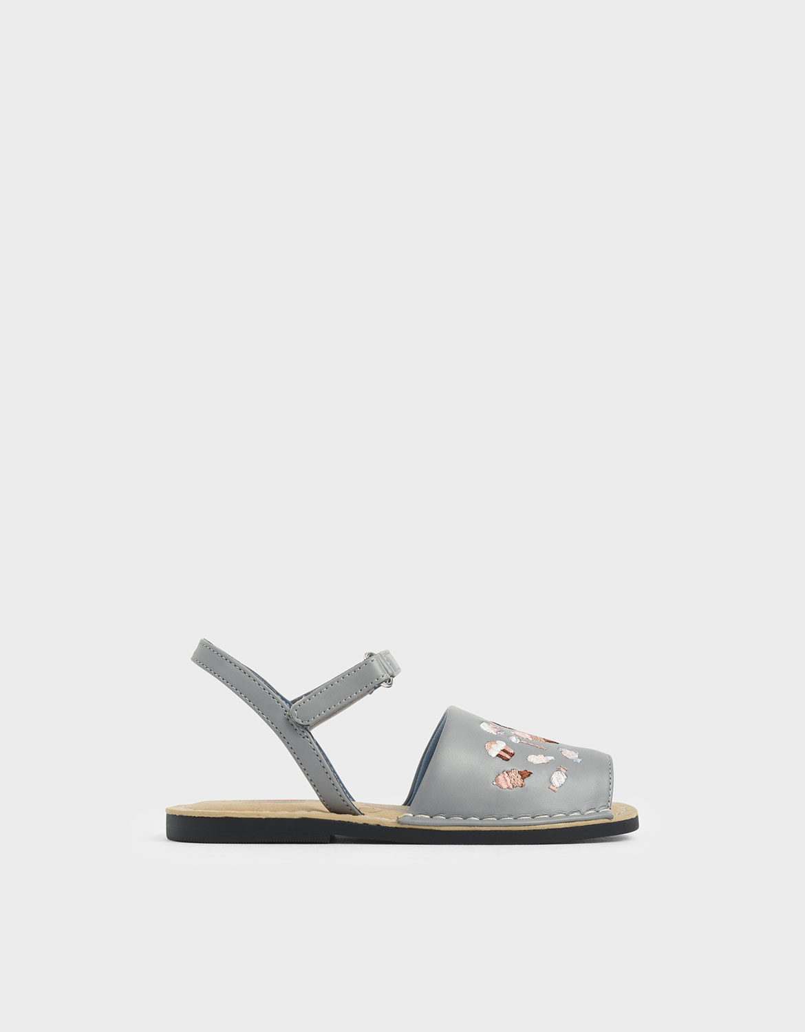 

Girls' Embroidered Sandals, Light blue