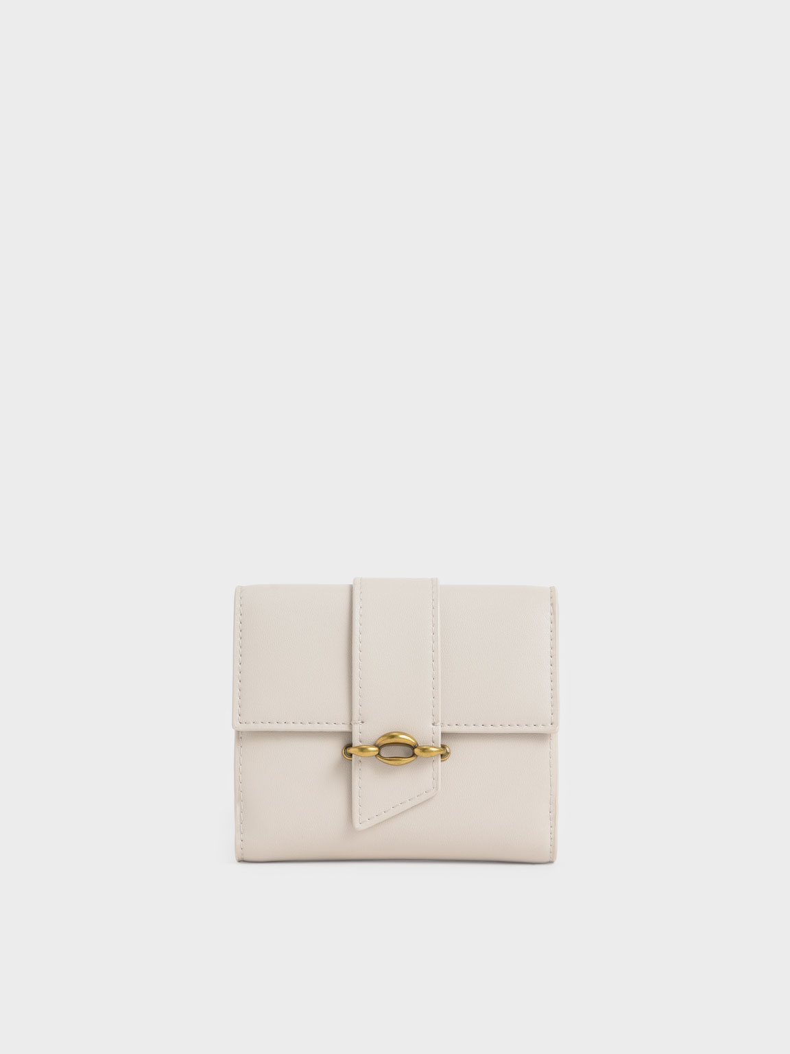 

Belt Buckle Strap Short Wallet, Ivory