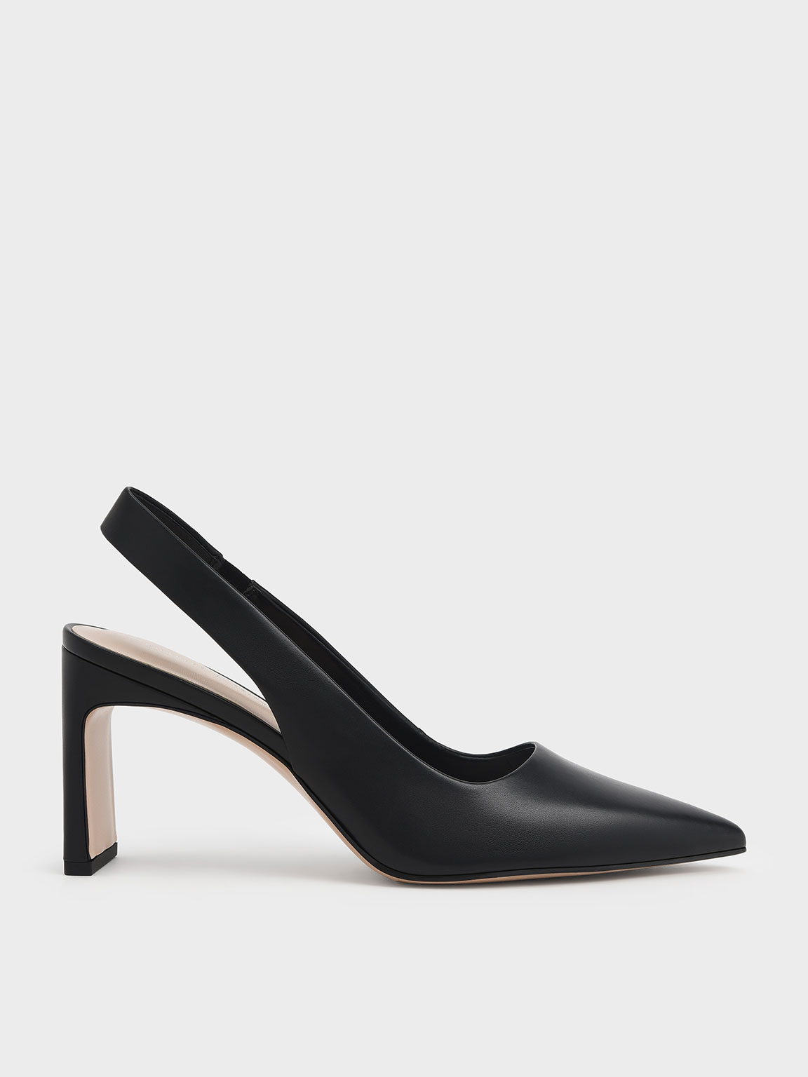 Black Blade Heel Slingback Pumps - CHARLES & KEITH UK