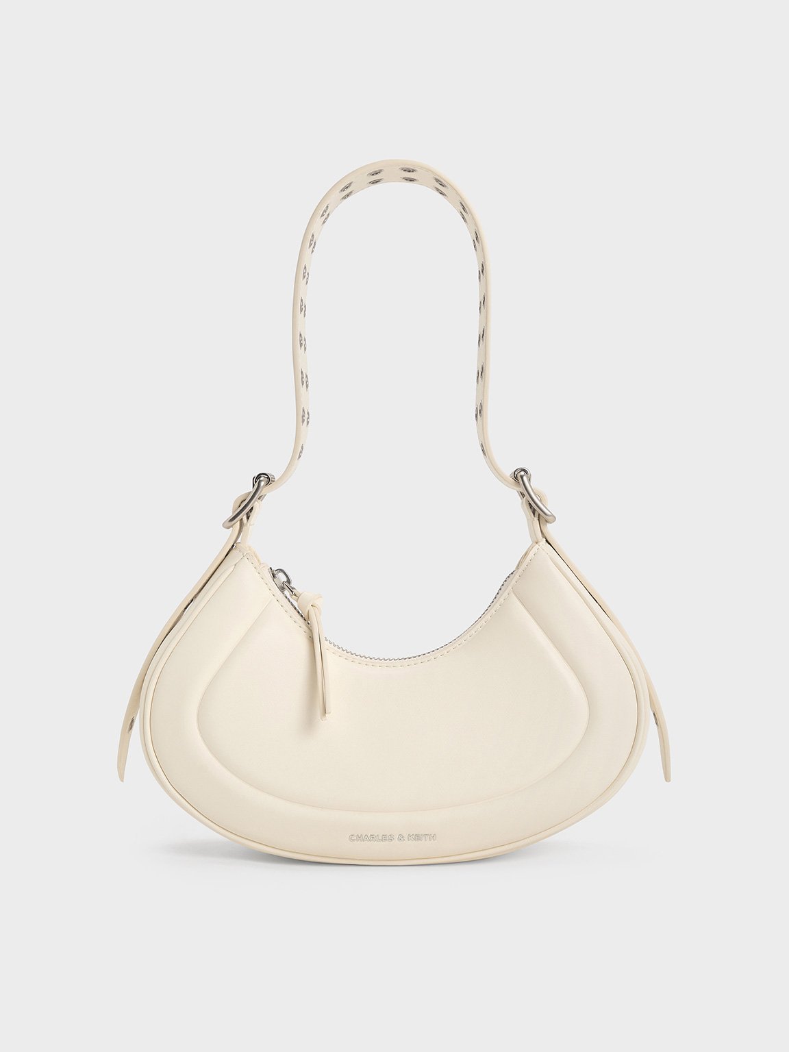 Charles & Keith - Petra Grommet-Strap Curved Shoulder Bag