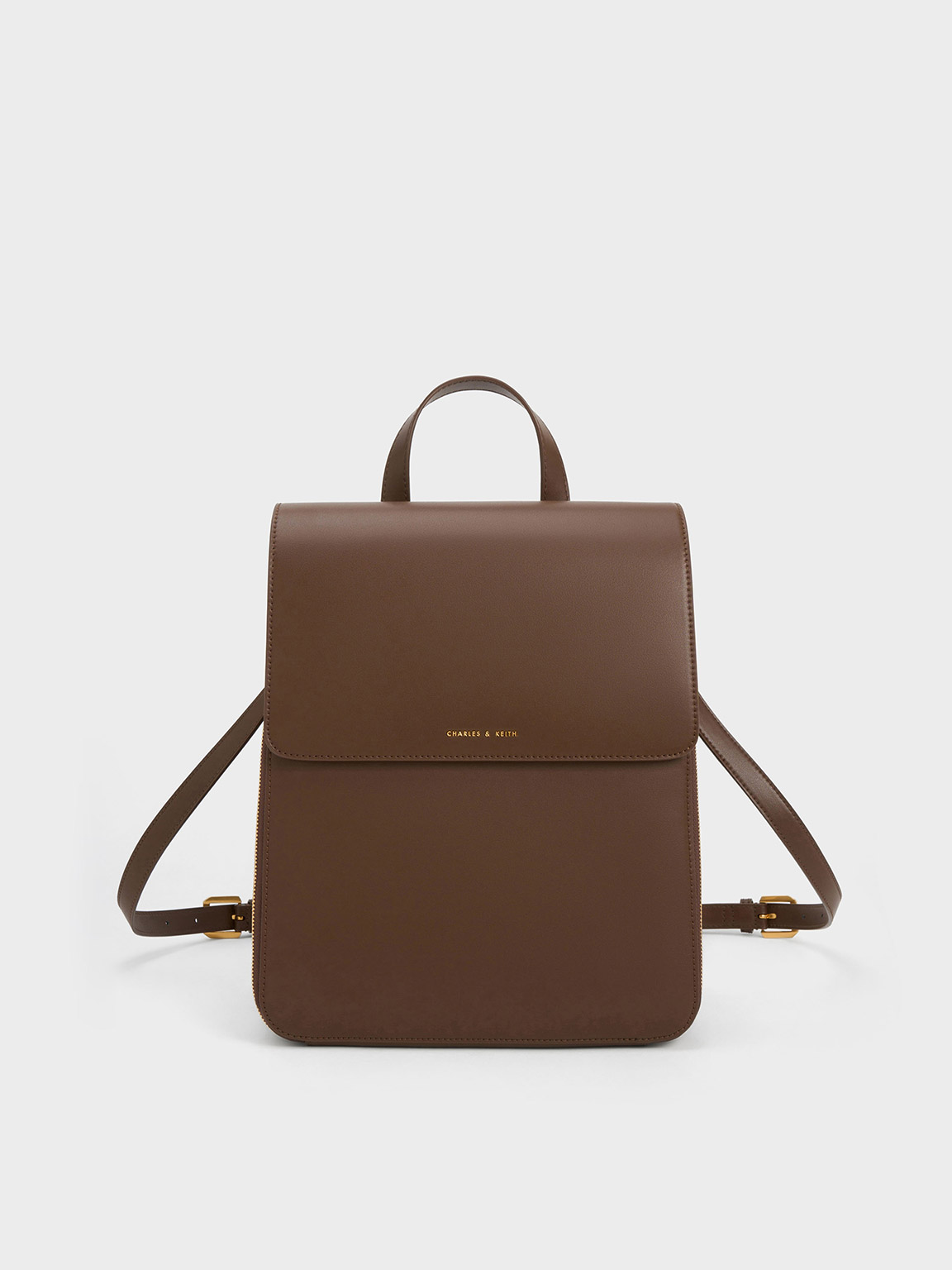 バッグ kaykera Dark Brown Octavia Front Flap Structured Backpack - CHARLES & KEITH UK