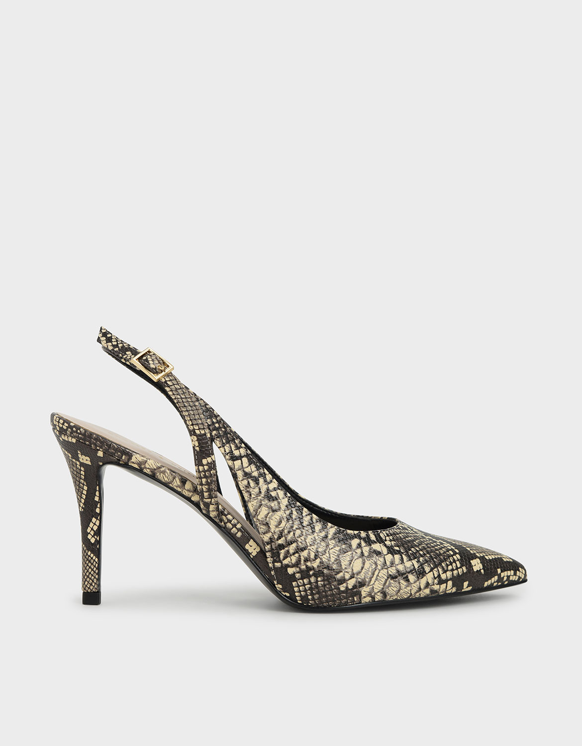 

Snake Print Cut-Out Slingback Pumps