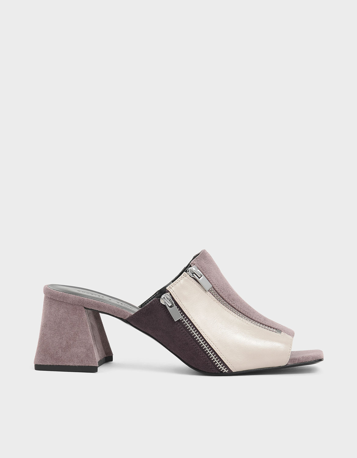 

Textured Multicolour Zip Detail Slide Sandals, Multi
