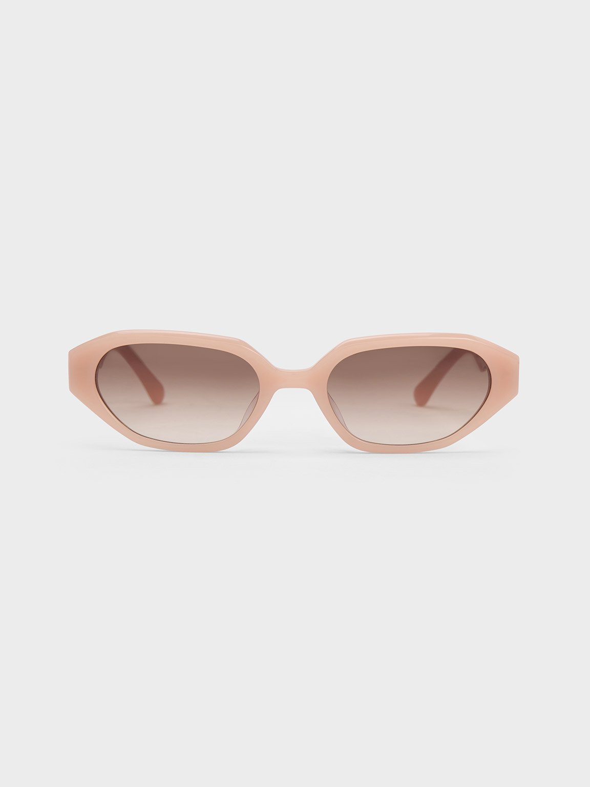 Charles & Keith Acetate Oval Sunglasses In Pink