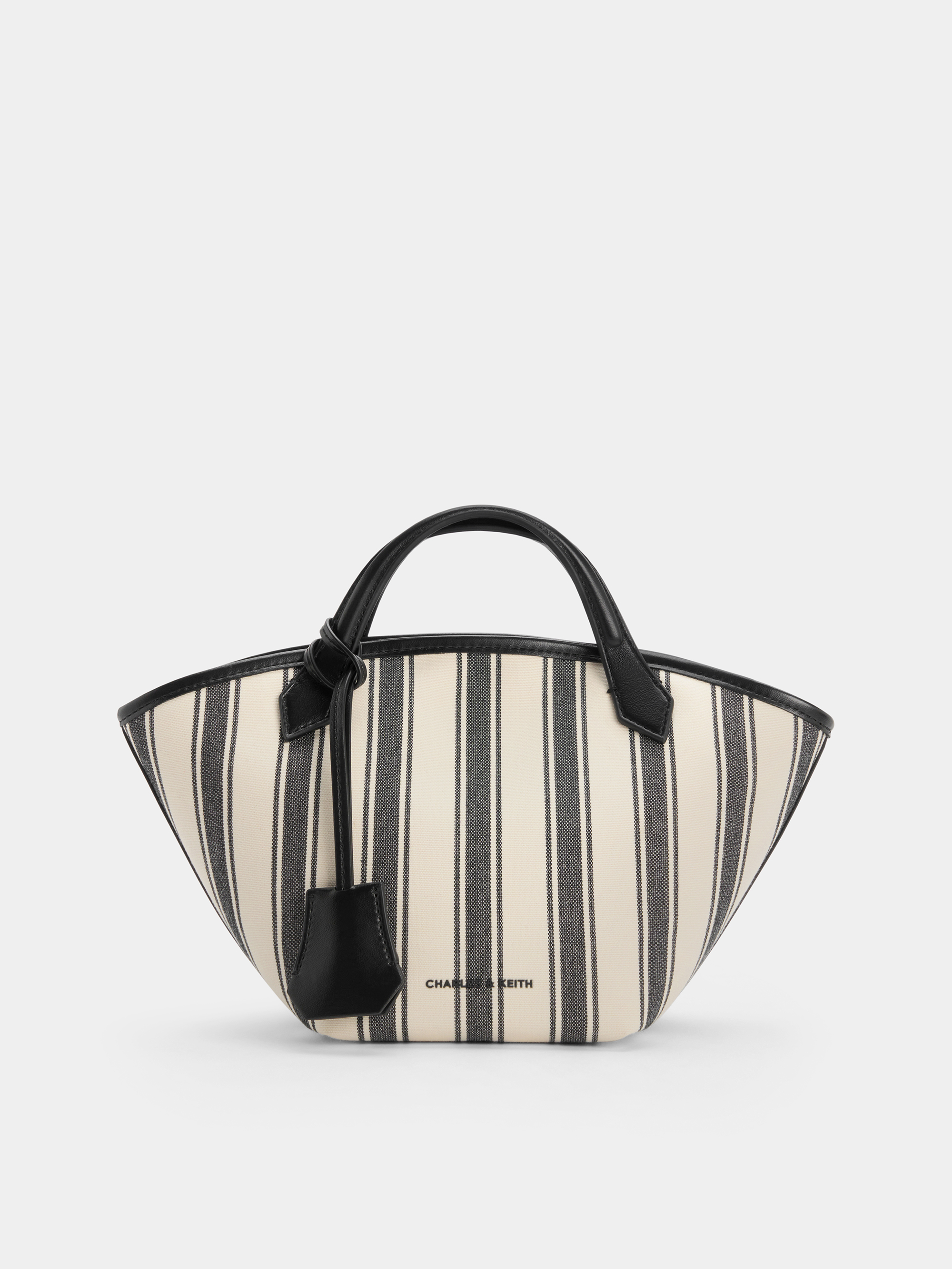 Charles & Keith - Mini Ivanna Canvas Striped Tote Bag