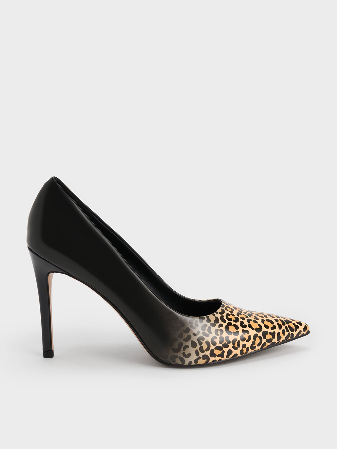Charles & Keith Patent Leopard Print Stiletto Heel Pumps In Multi