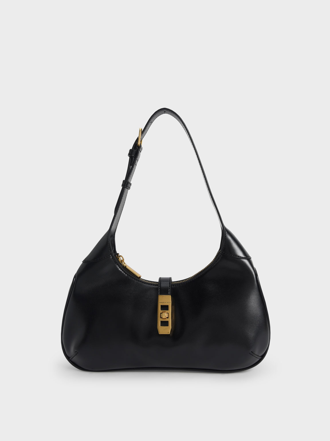 

Metallic Accent Hobo Bag, Black