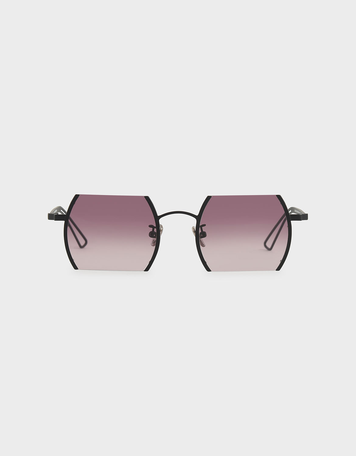 

Cut-Off Frame Round Sunglasses, Burgundy
