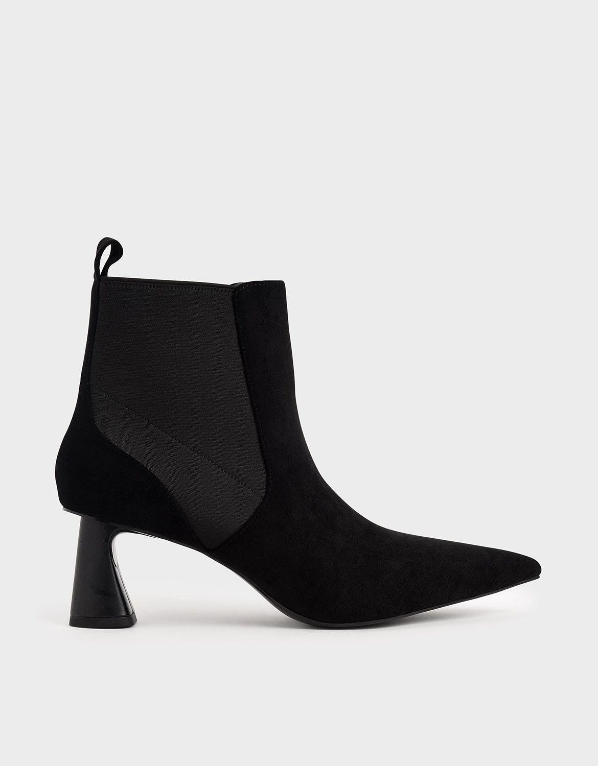 

Textured Spool Heel Ankle Boots, Black