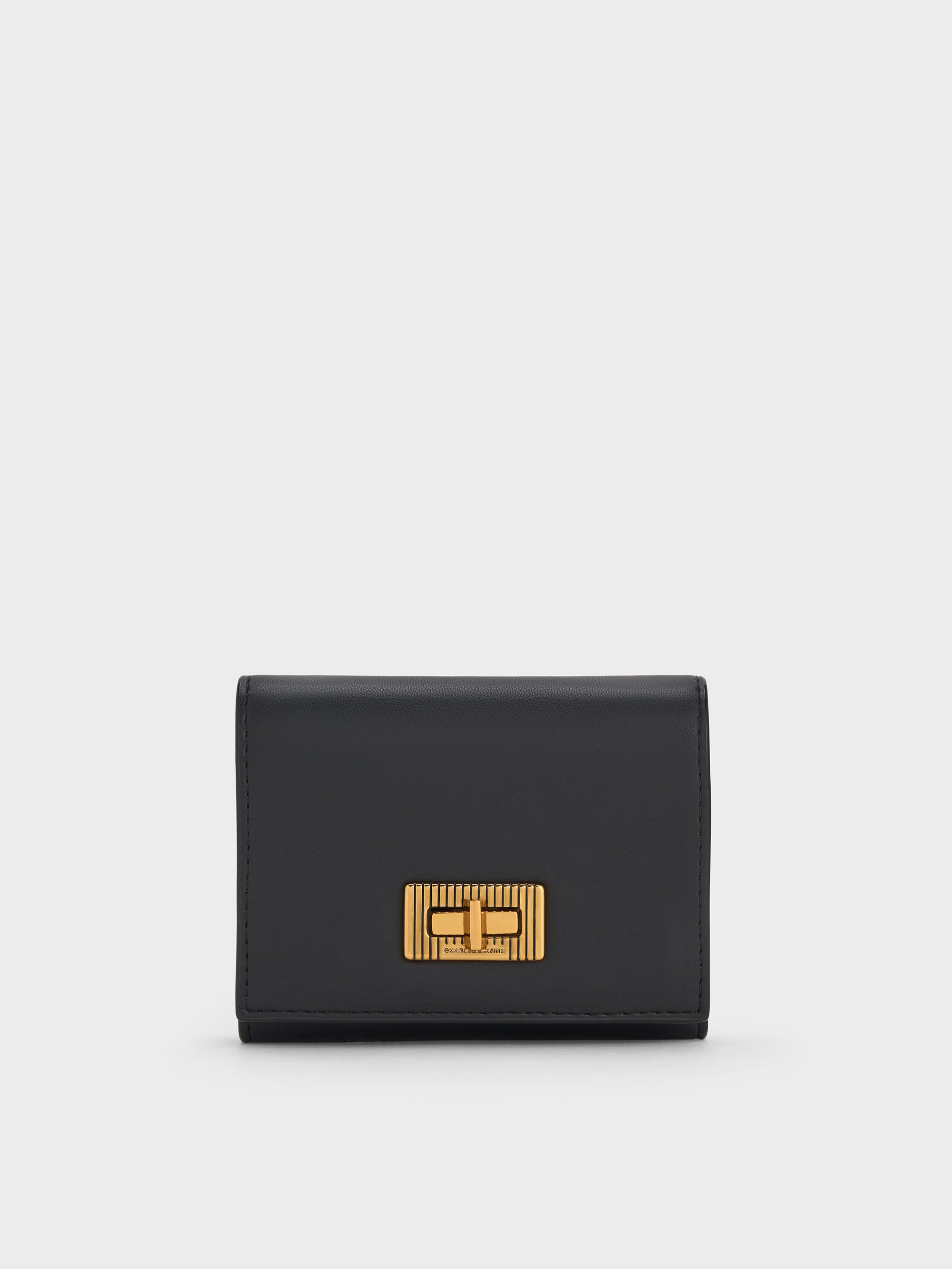 Charles & Keith - Edna Turn-lock Knotted-strap Wallet In Black