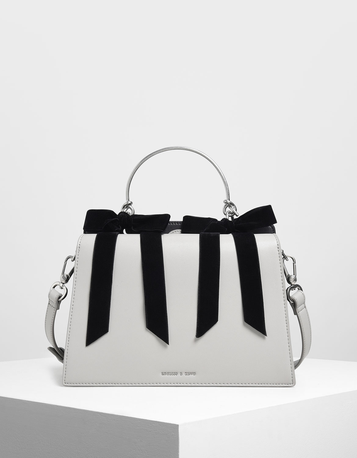 

Velvet Bow Detail Top Handle Bag