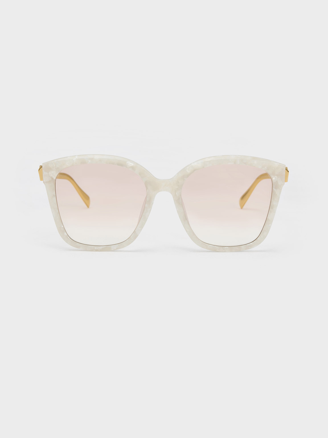 Charles & Keith Oversized Square Acetate Sunglasses In Cream