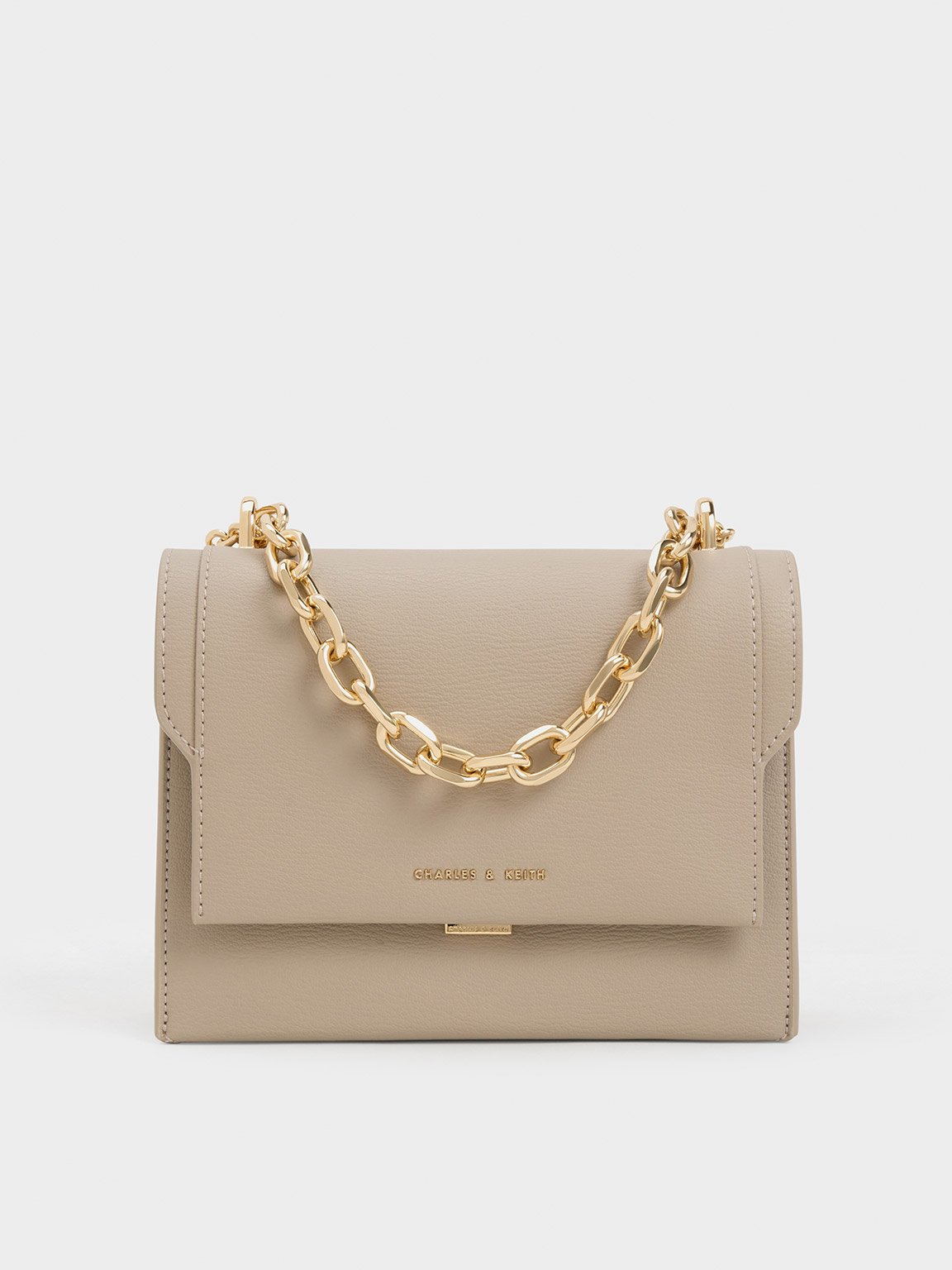 Taupe Brennan Chain Handle Crossbody Bag CHARLES KEITH UK