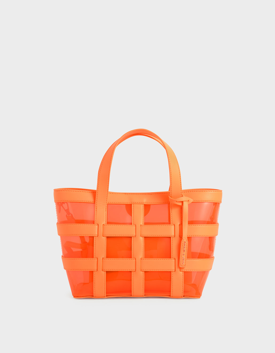 

Caged See-Through Tote Bag, Neon orange