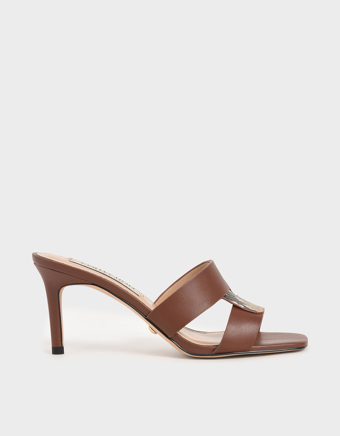 

Leather Cut-Out Stiletto Mules, Brown