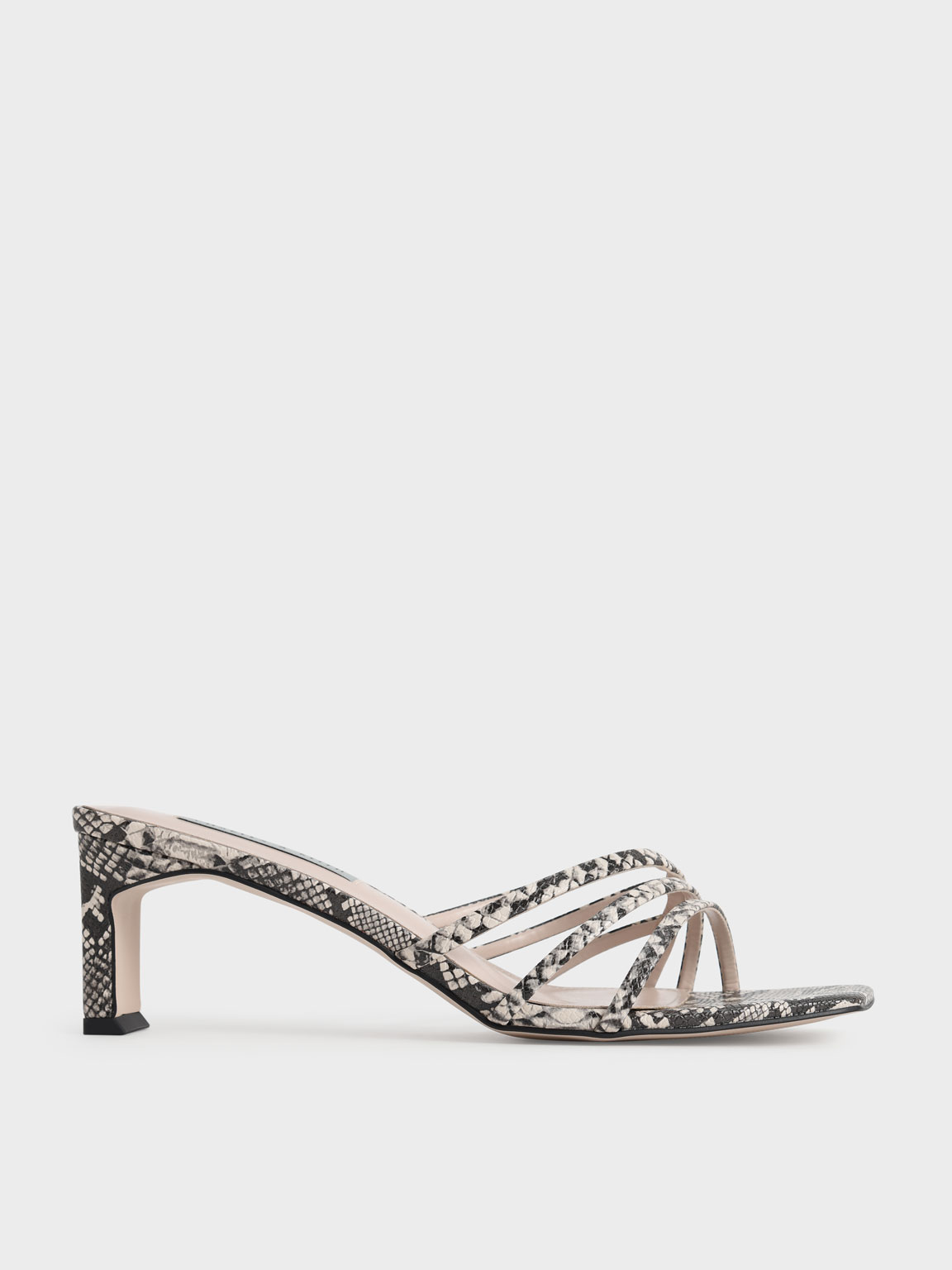 

Snake Print Asymmetric Strappy Sandals
