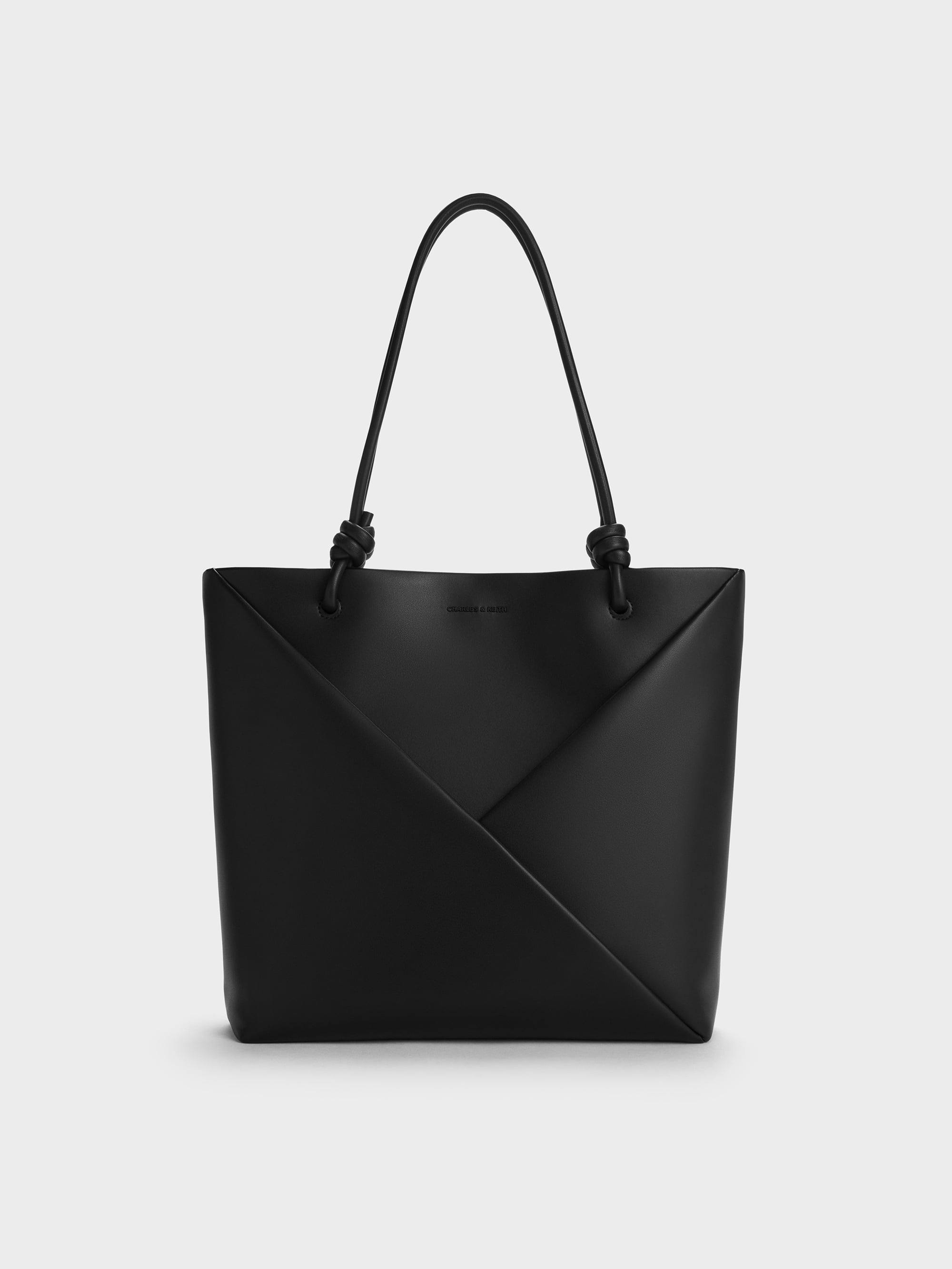 Jet Black Midori Geometric Tote Bag - CHARLES & KEITH UK