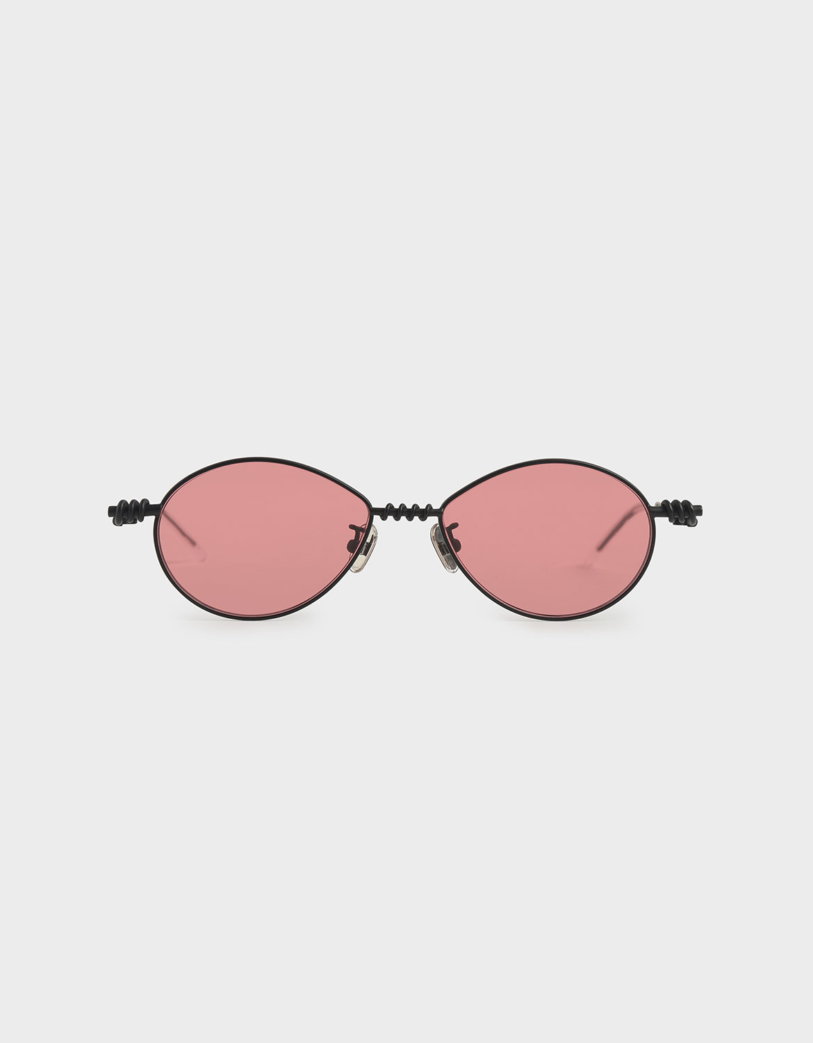 

Twine Detail Oval Sunglasses, Red