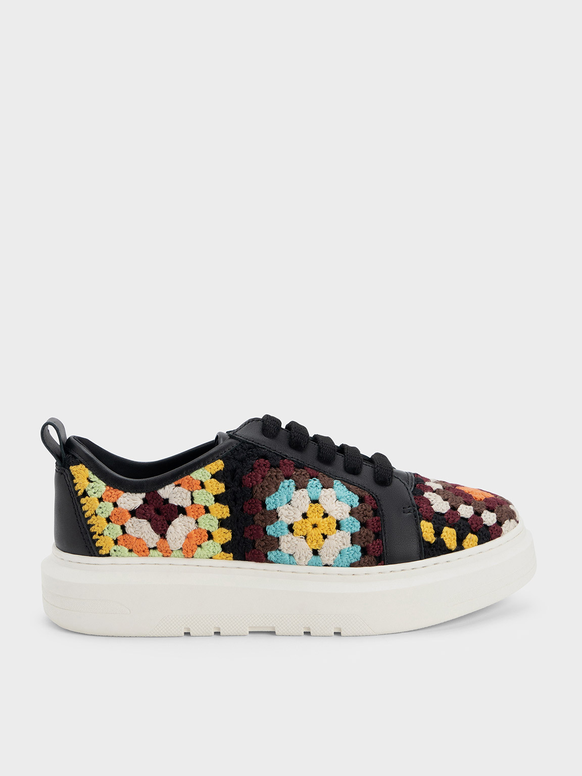 Floral Crochet & Leather Sneakers