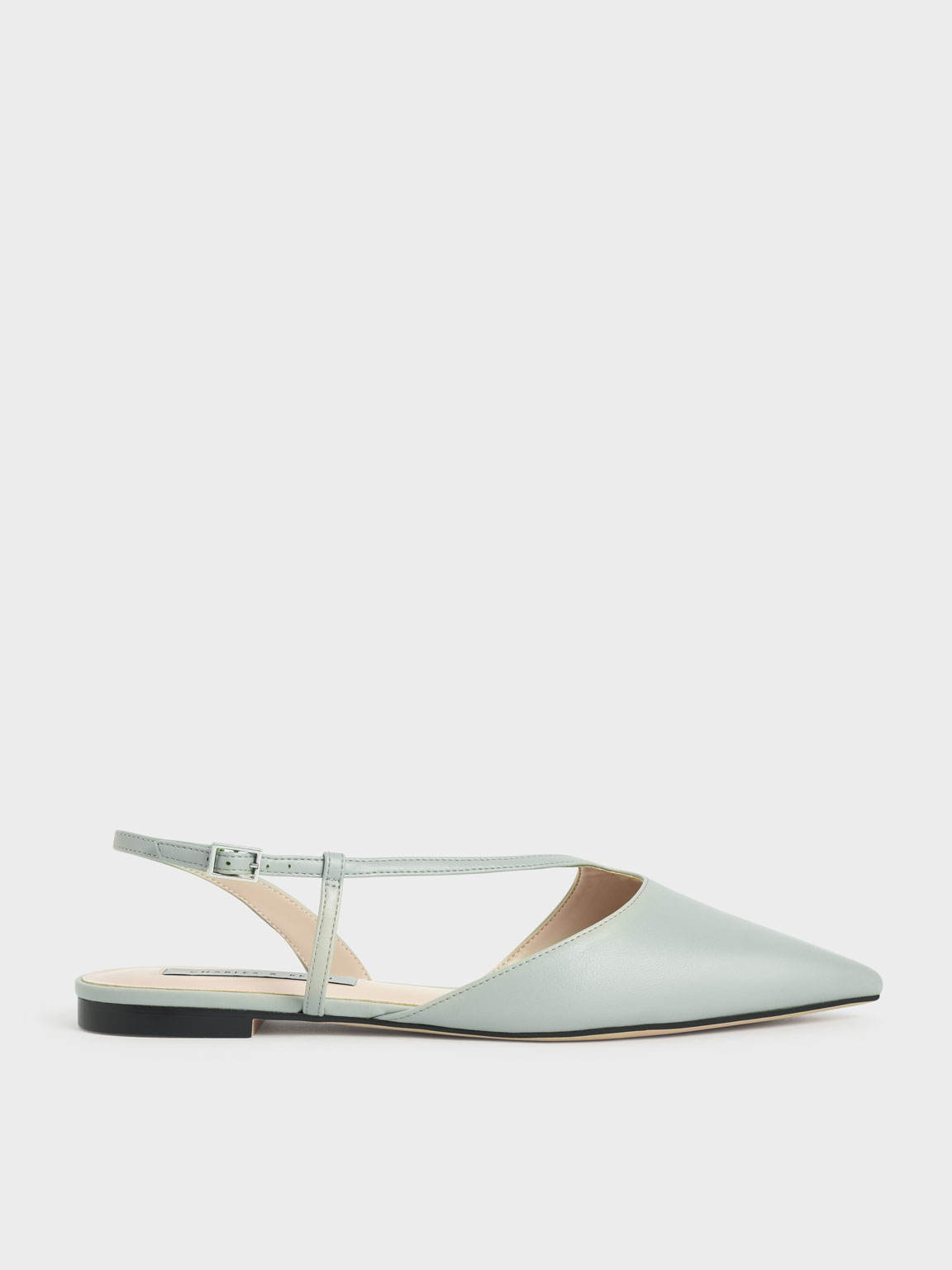 

Pointed Toe Asymmetric Strap Ballerina Flats