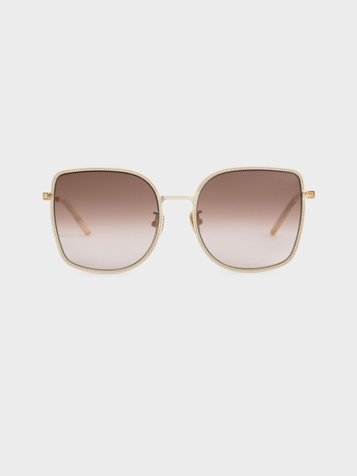 

Geometric Butterfly Sunglasses, Cream