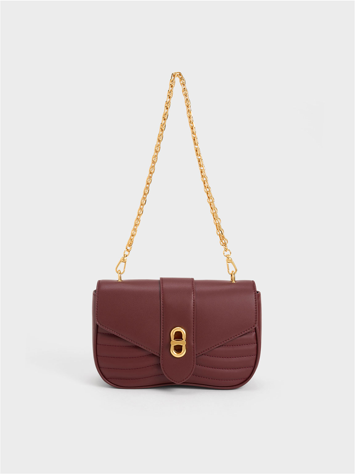 Charles & Keith Aubrielle Panelled Crossbody Bag In Dark Chocolate