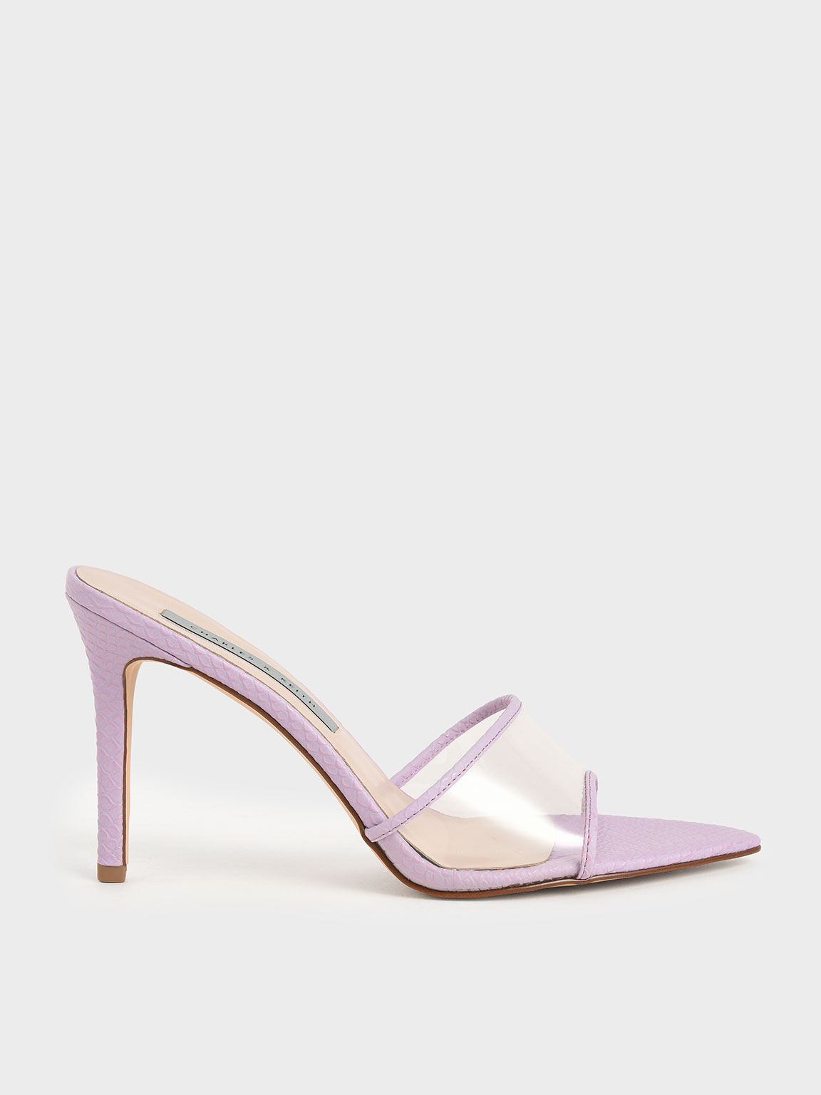 

Snake Print Clear Strap Mules, Animal print purple