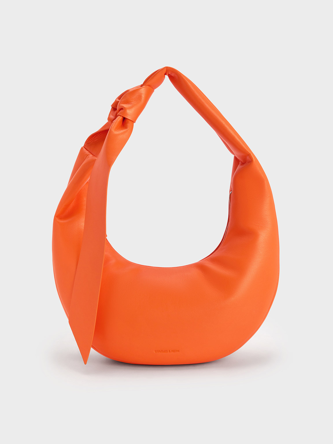 Charles & Keith Toni Knotted Curved Hobo Bag In Orange