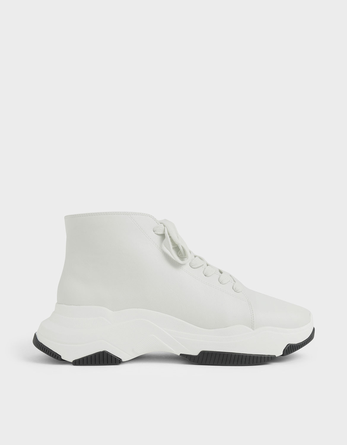 

Lace-Up Chunky High Top Sneakers, White