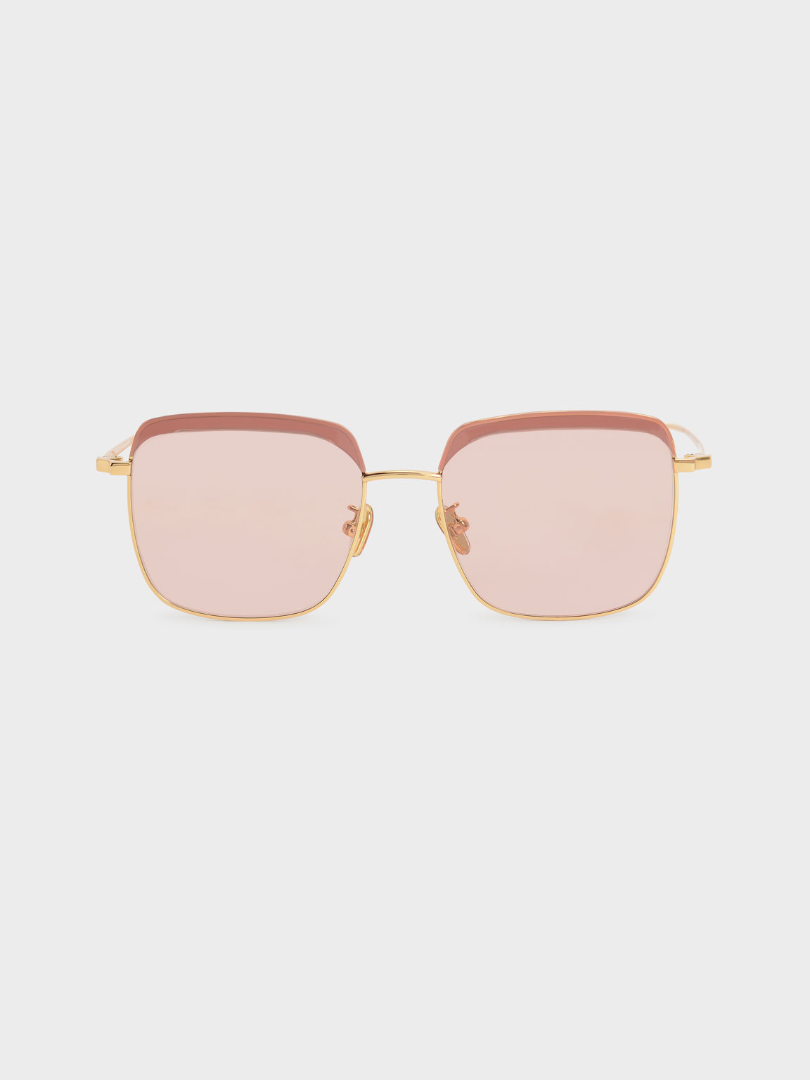 

Thin Metal Frame Square Sunglasses, Pink