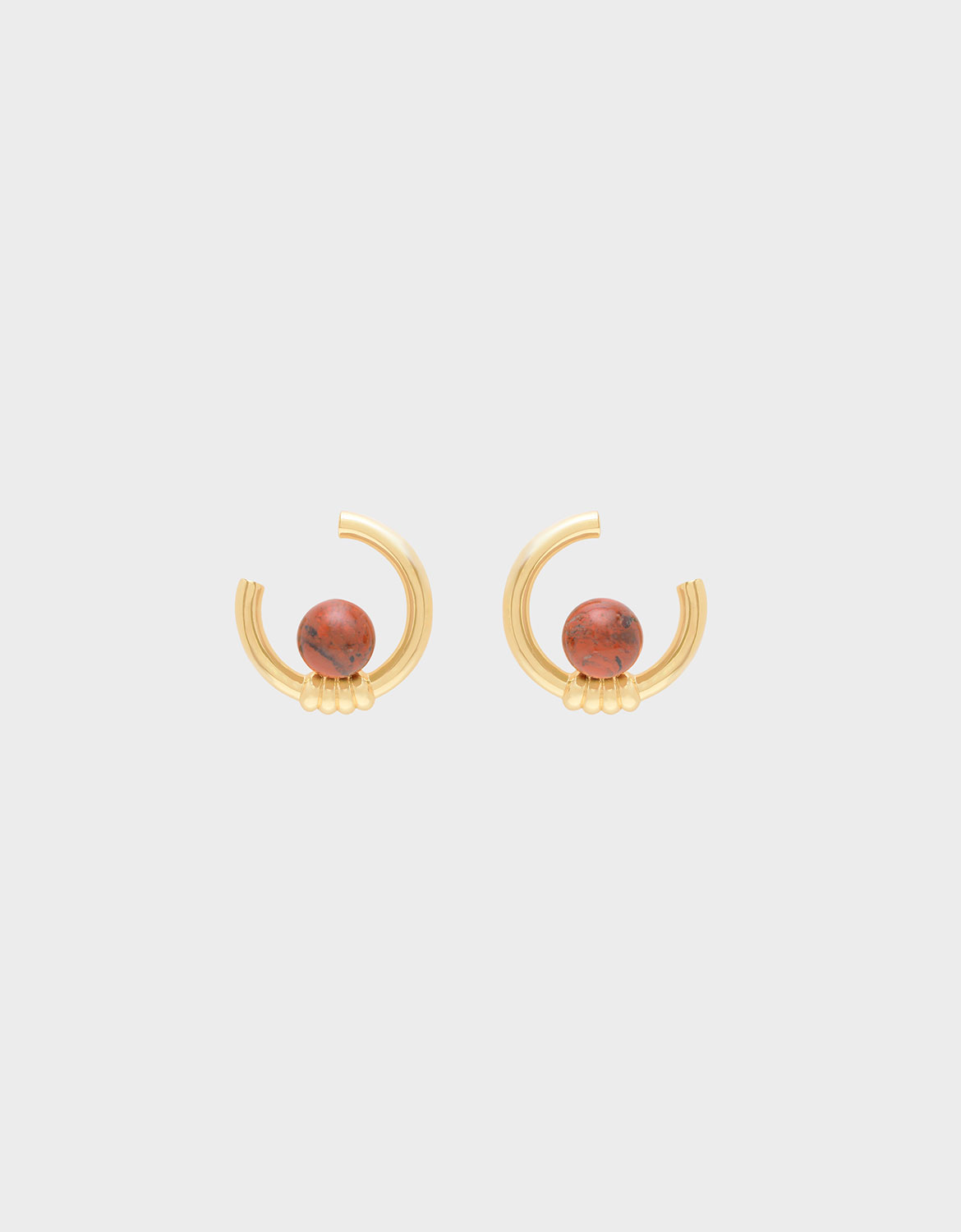 

Jasper Stone Stud Earrings, Gold