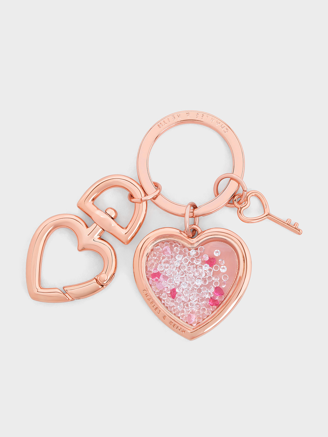 Charles & Keith - Heart Lock Crystal Keychain