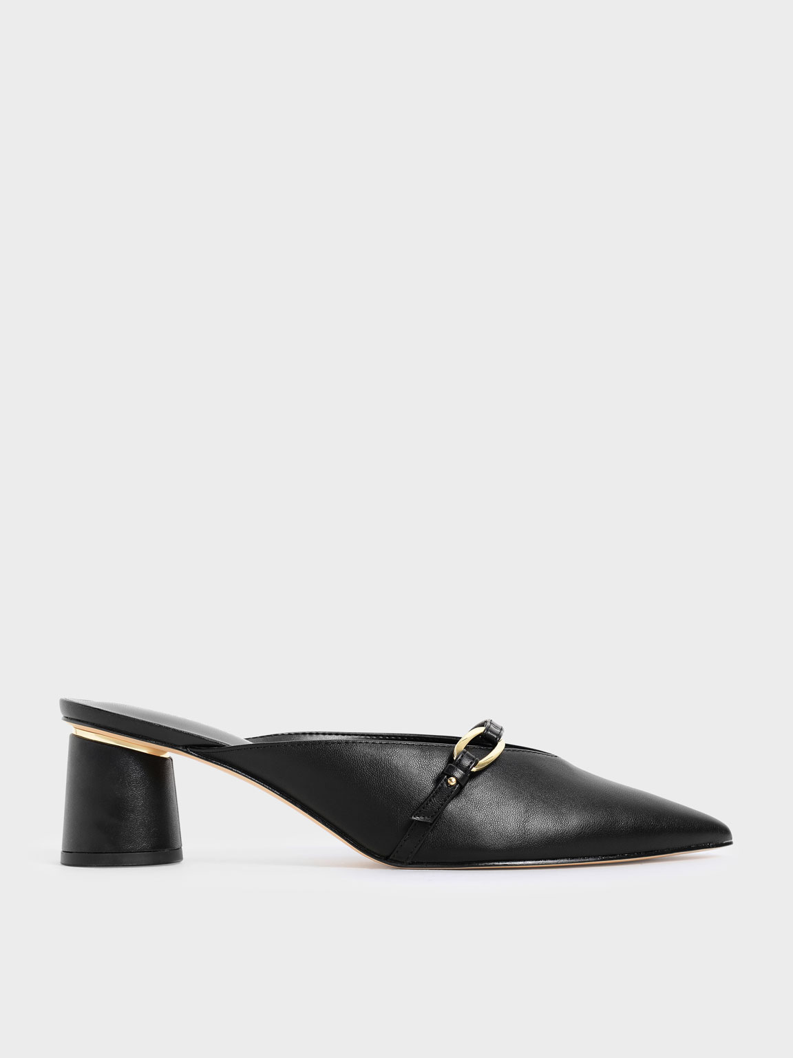 

Metallic Accent Pointed Mules, Black