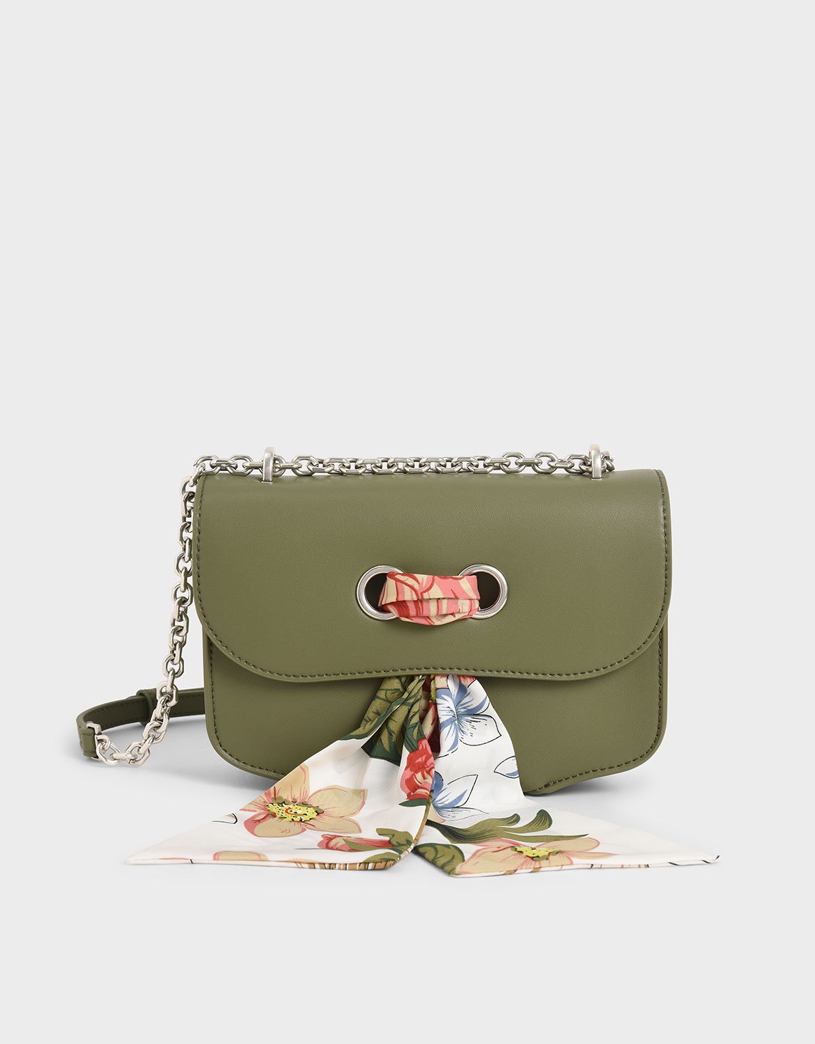 

Chiffon Scarf Double Strap Shoulder Bag, Sage green