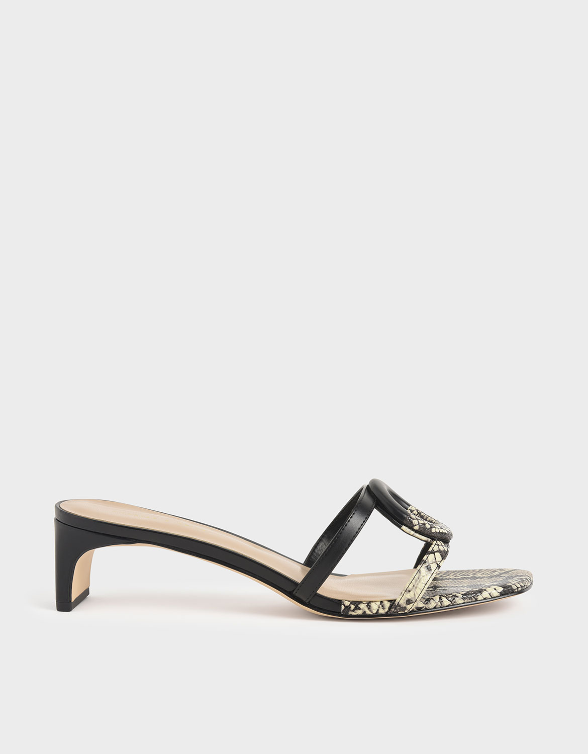 

Snake Print Mismatched Blade Heel Sandals