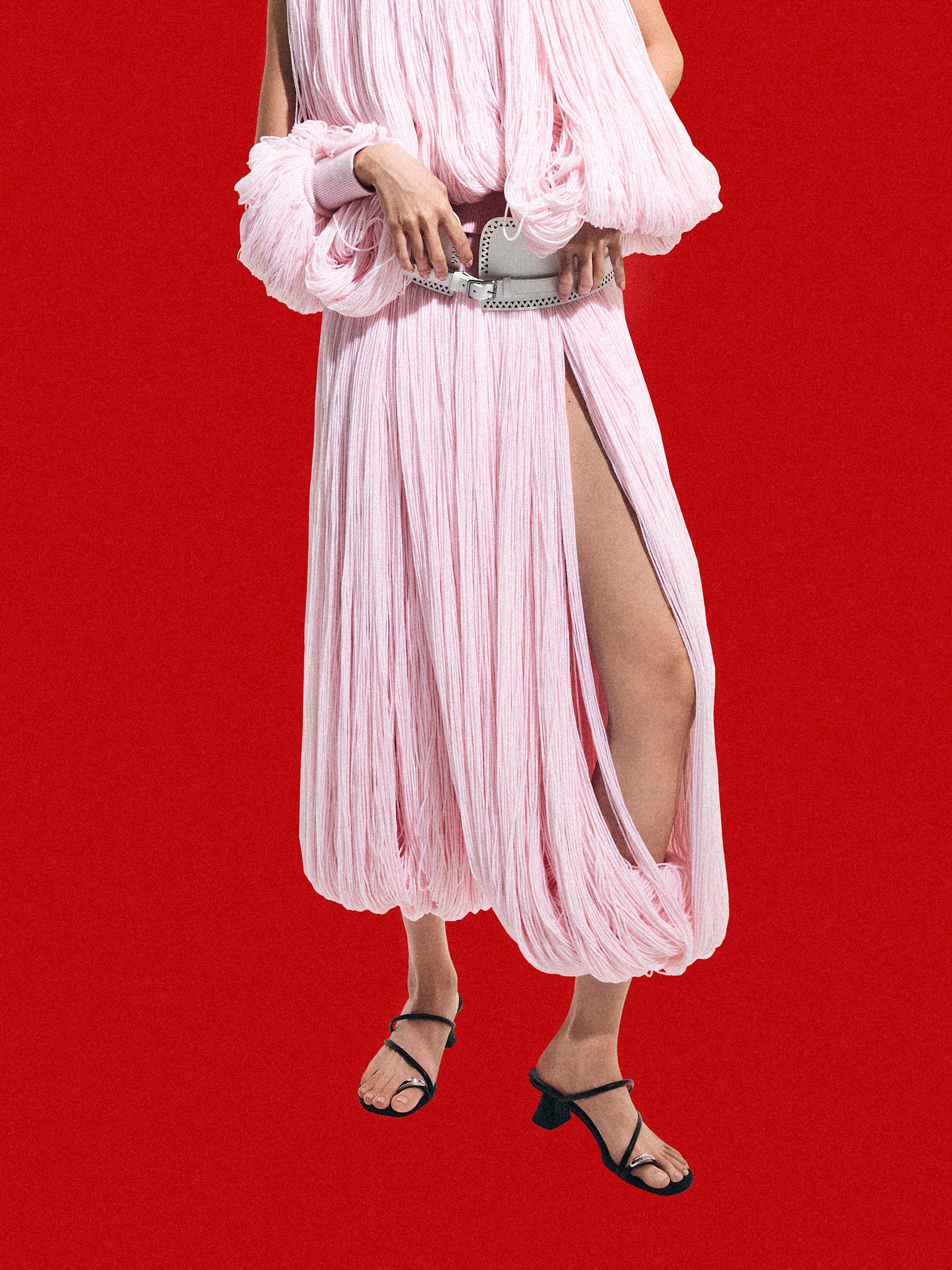 Toe-Ring Strappy Heels, Black, hi-res