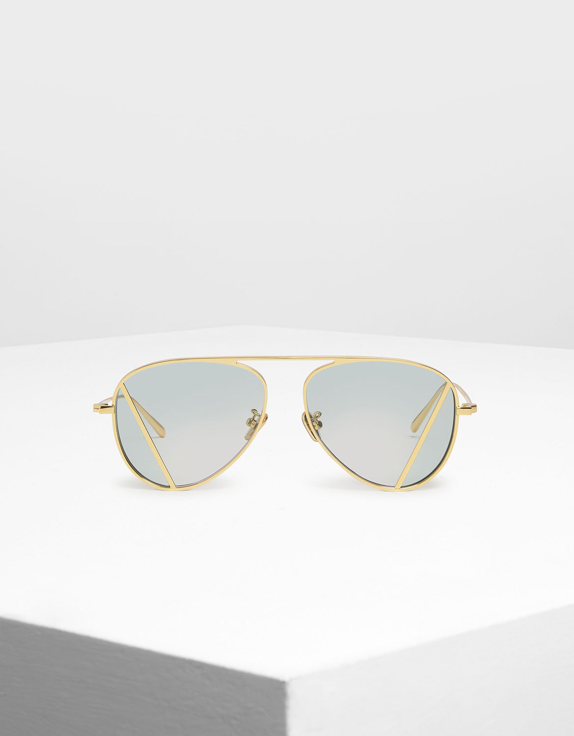 

Two-Tone Aviator Sunglasses, Green
