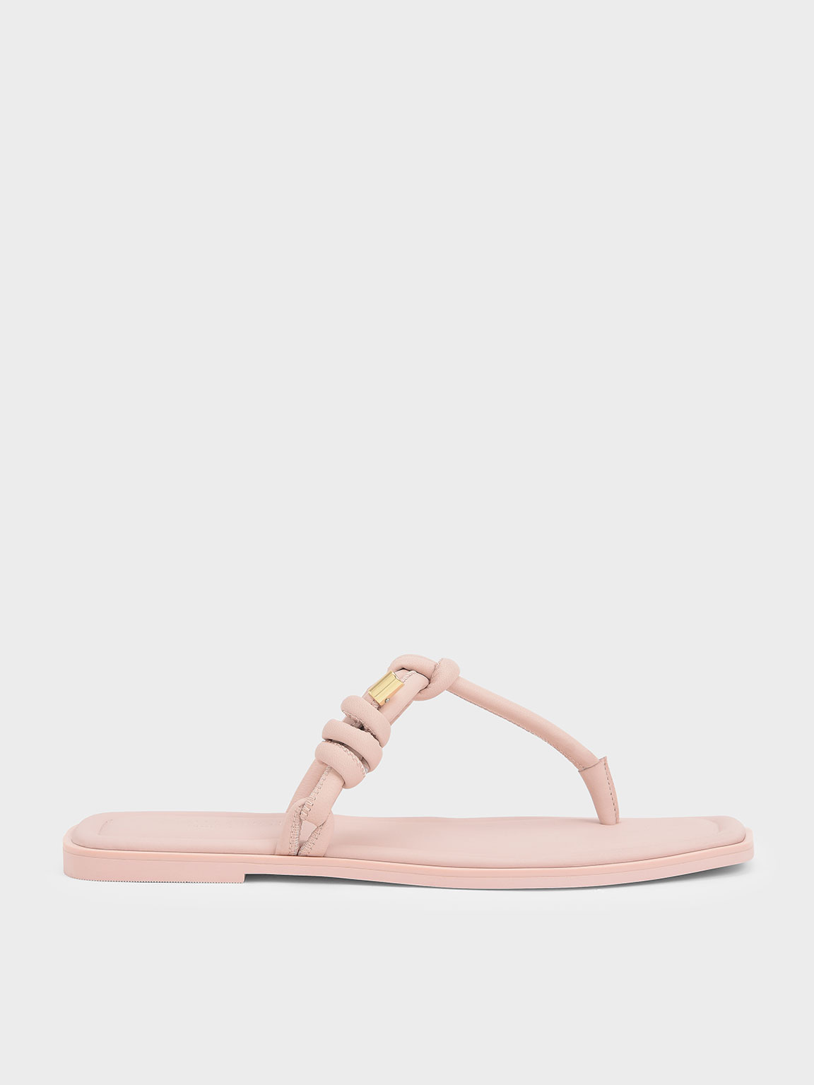 

Leather Knotted Tubular Strap Thong Sandals