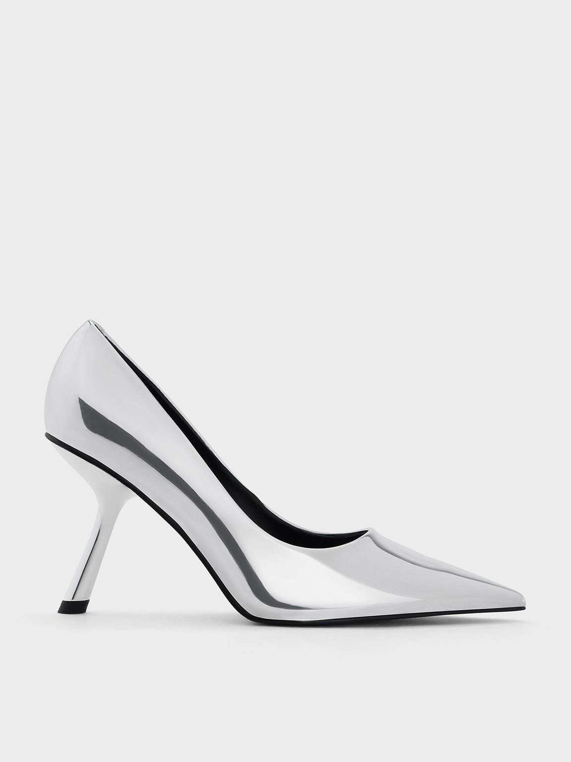 Metallic Slant-Heel Pointed-Toe Pumps