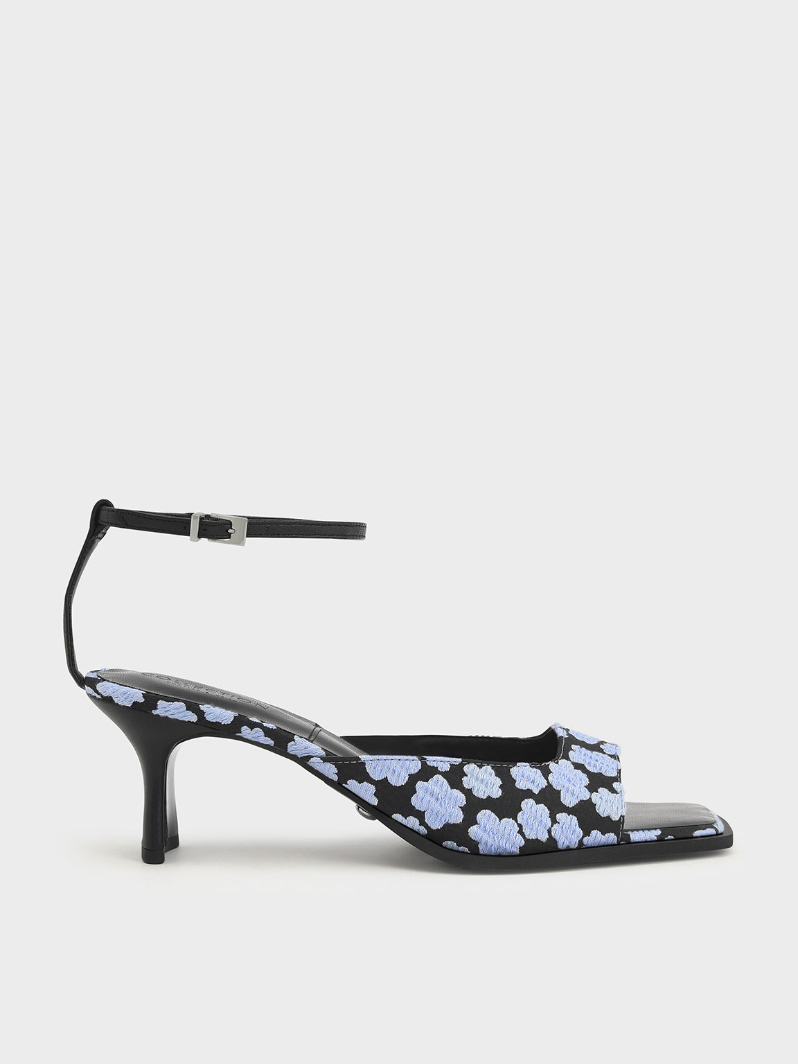 

Jacquard & Leather Printed Blade Heel Sandals