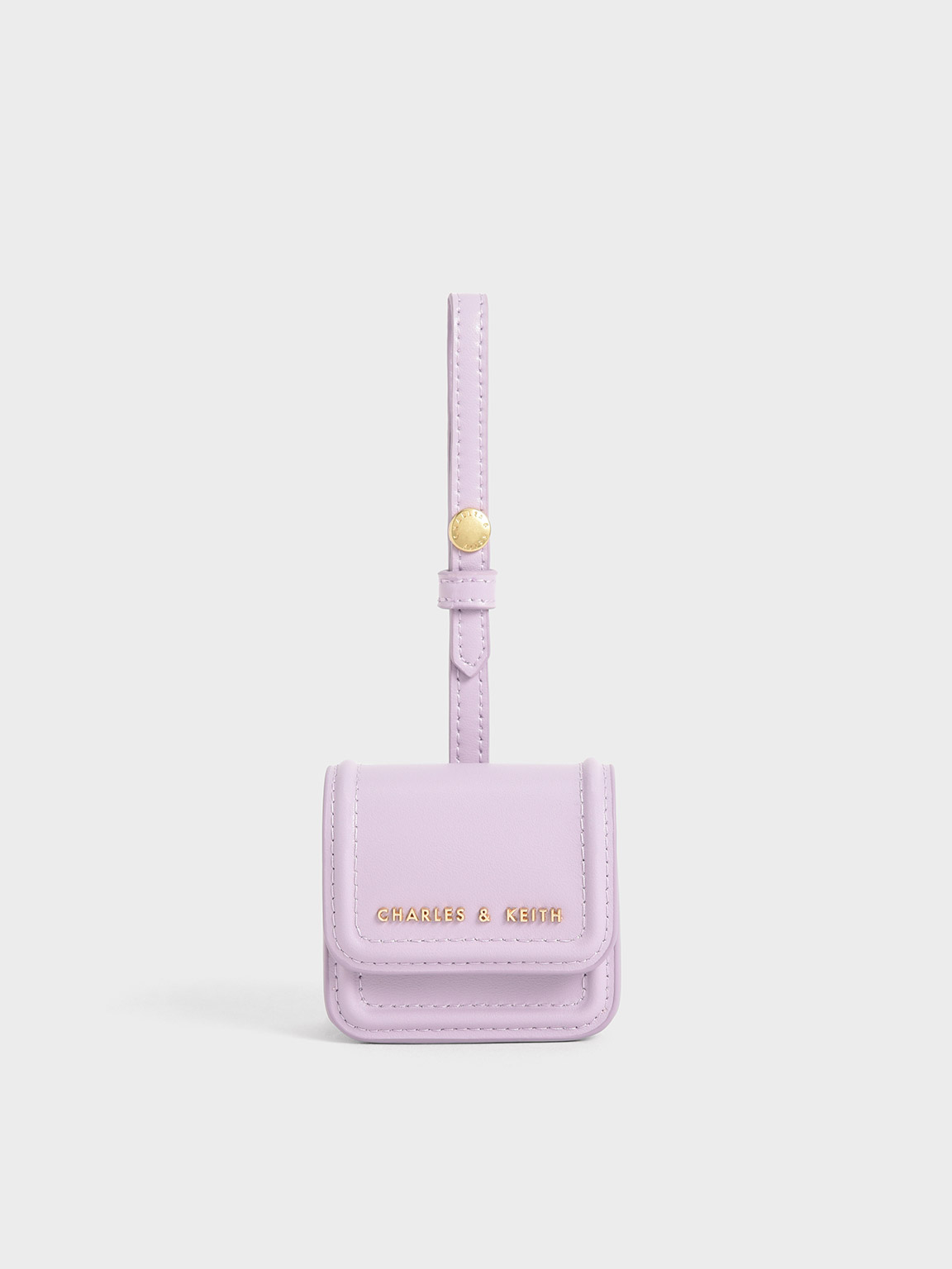 Charles & Keith Stitch-trim Airpods Pouch In Lilac