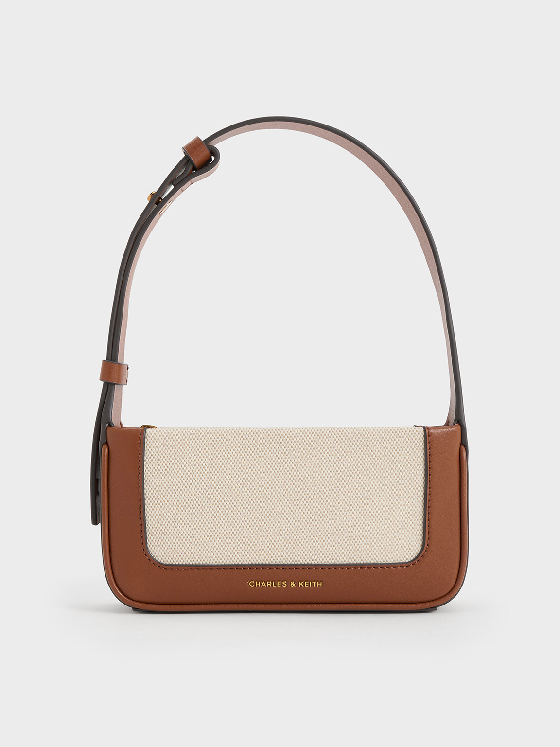 Tan Daylla Canvas Shoulder Bag - CHARLES & KEITH UK
