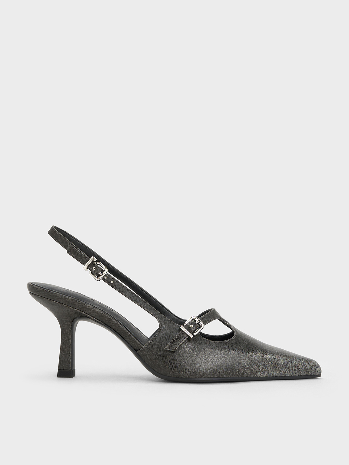 Charles & Keith - T-Bar Pointed-Toe Slingback Pumps