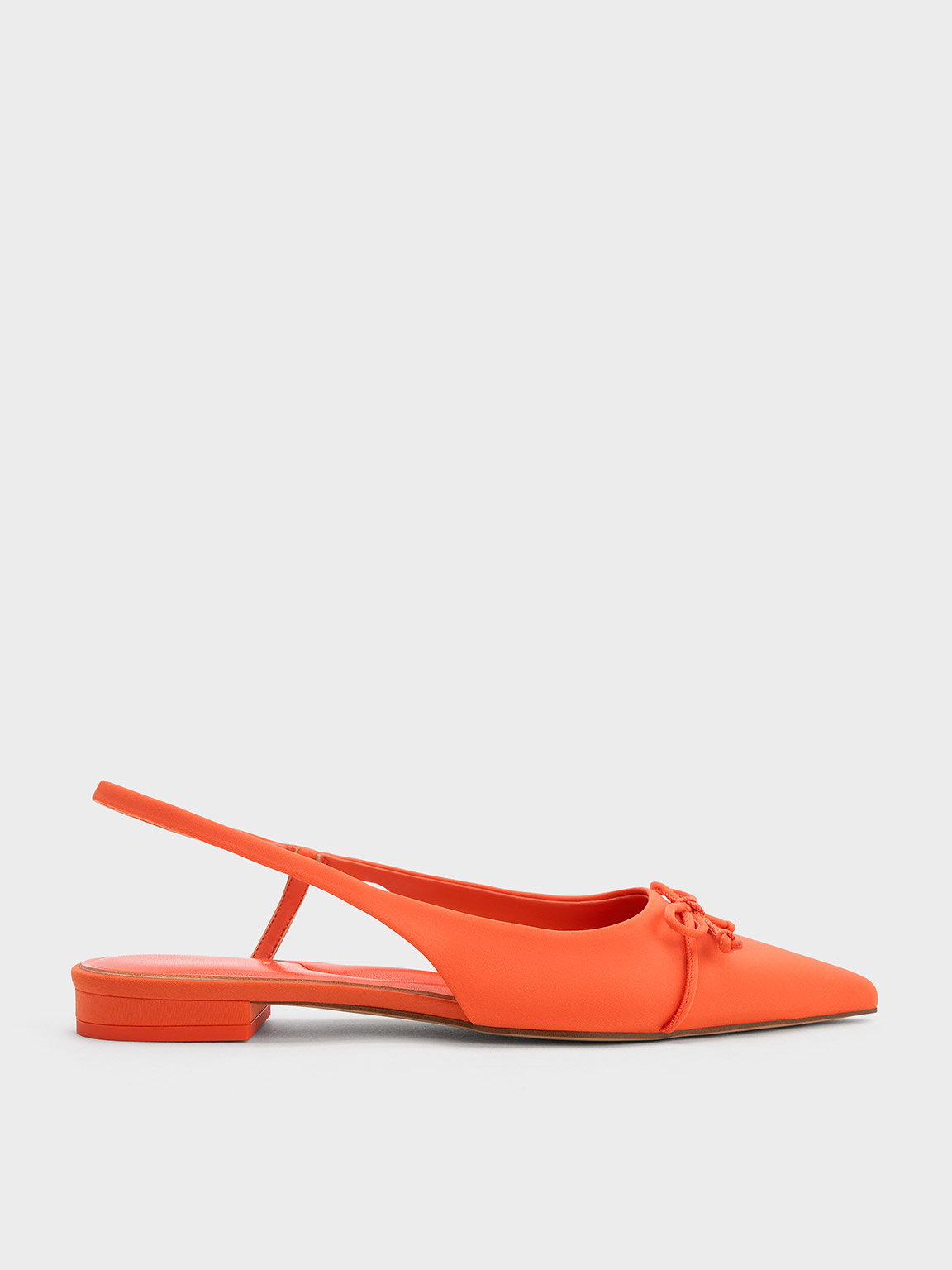 Charles & Keith Bow Pointed-toe Slingback Ballerinas In Orange