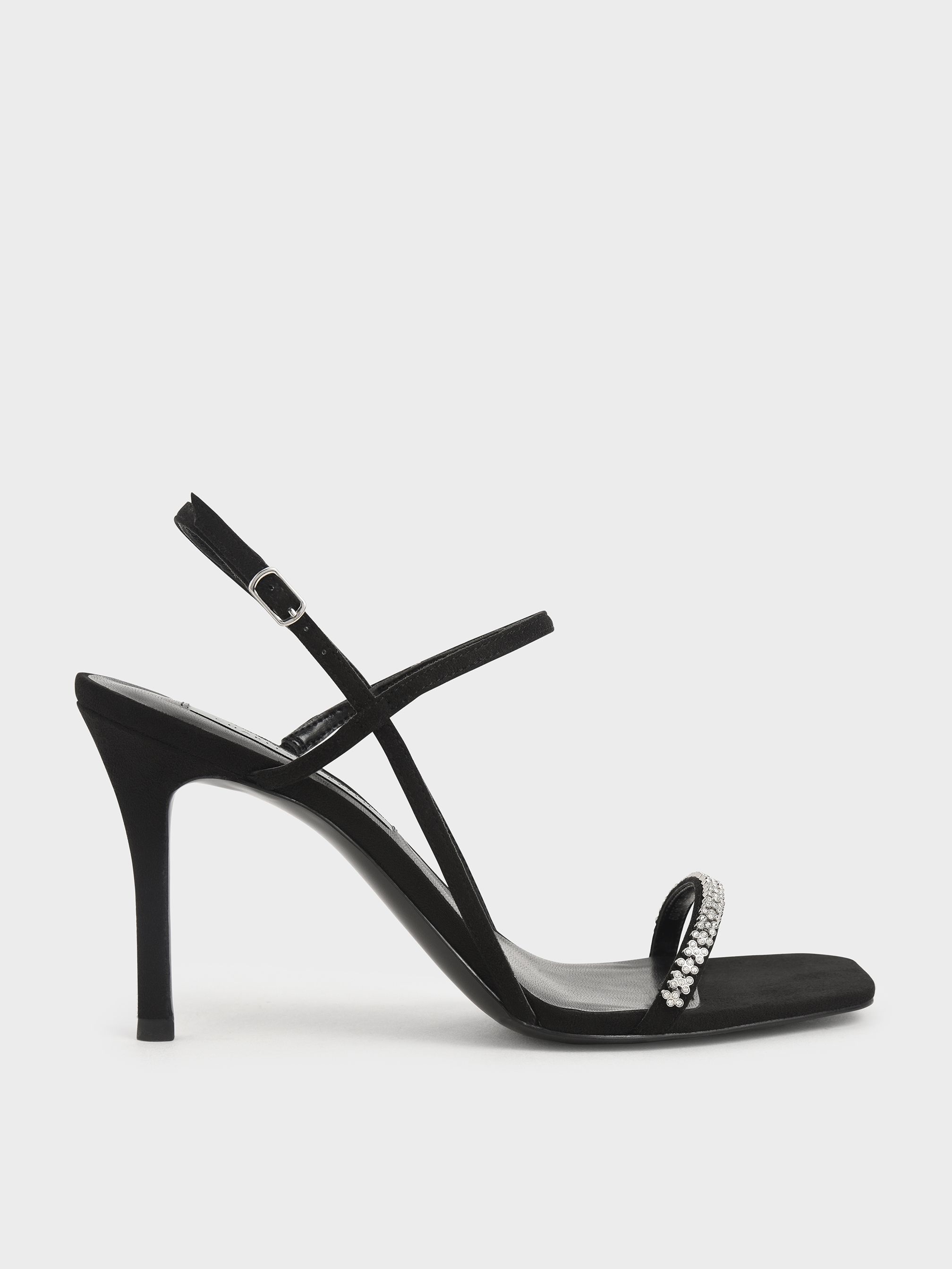 Textured Gem-Embellished Strappy Sandals