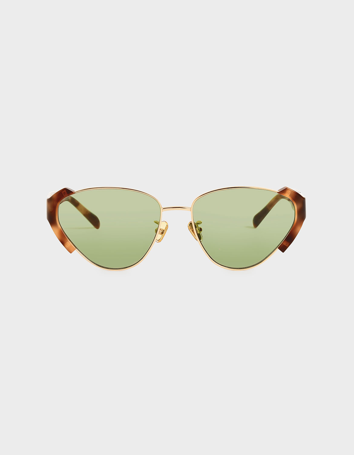 

Acetate Striped Tortoiseshell Cat-Eye Sunglasses, T. shell