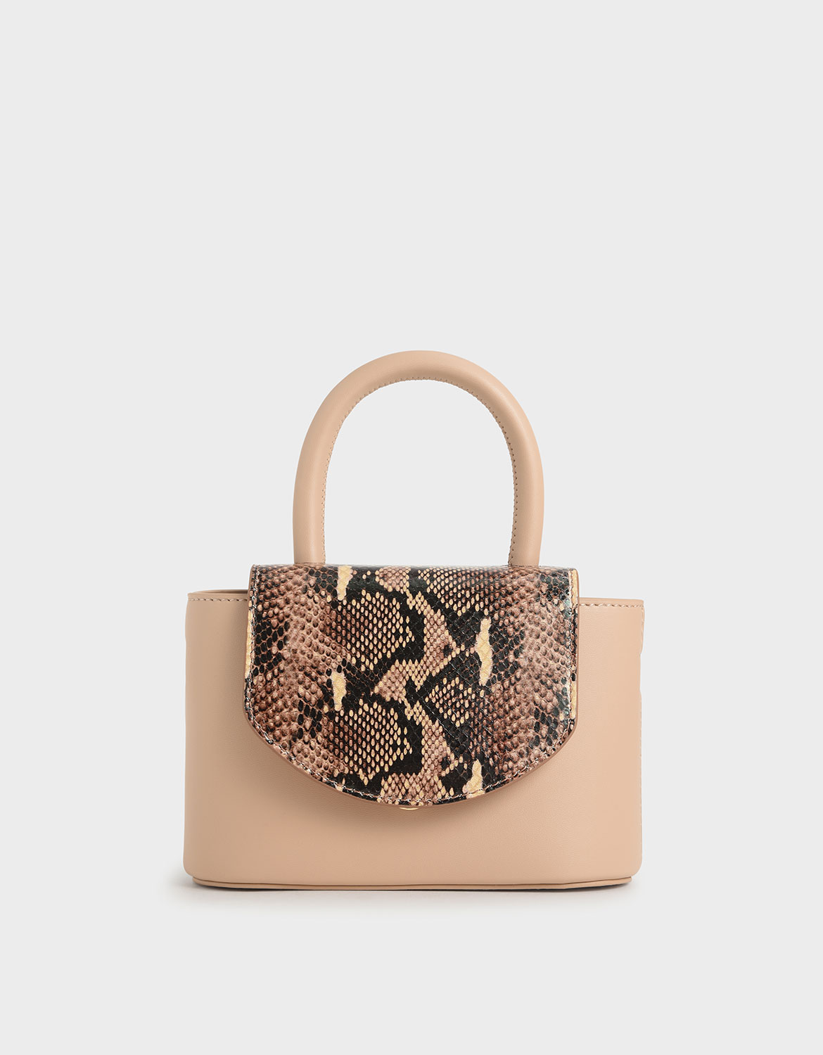 

Snake Print Leather Cylinder Bag, Pink
