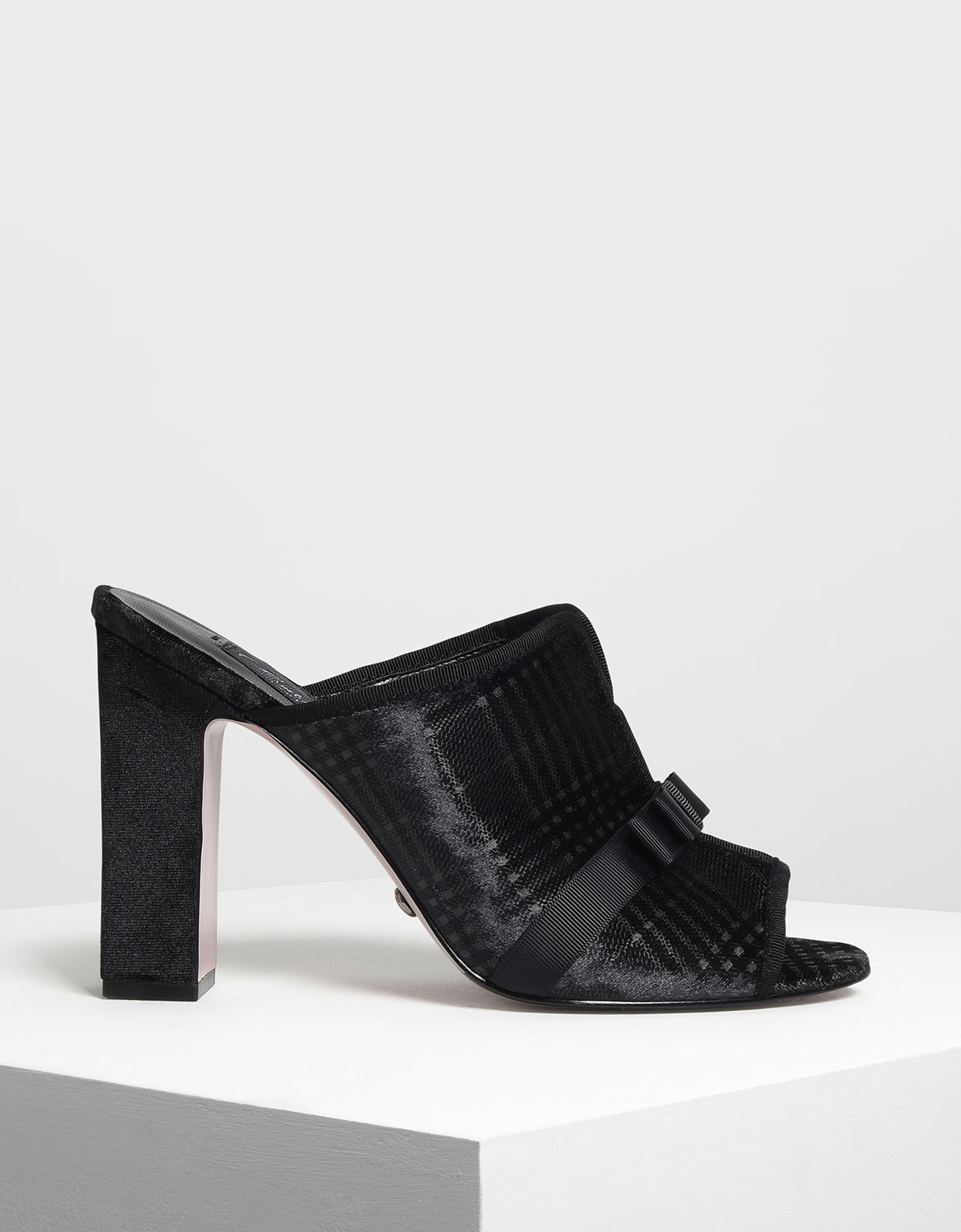 

Bow Detail Velvet Mules, Black